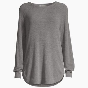 Barefoot Dreams CozyChic Ultra Lite Knit Gray Solid Sweatshirt Womens Size Small